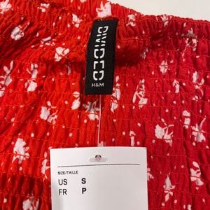 H&M Red Smocked Tube Top Small NWT